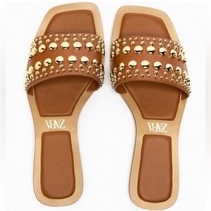 Zara Studded Flat Sandals SZ 41